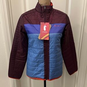 Cotopaxi Maroon and Sky Blue Kids Capa Insulated  Jacket size Large Brand new